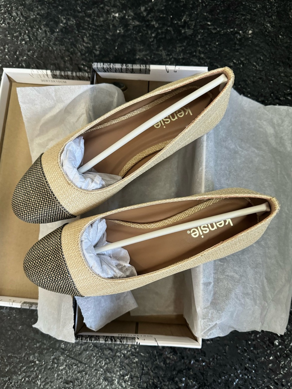 NWT Kensie Women's Allie Flat Raffia Natural Slip - Natural - Size 5M